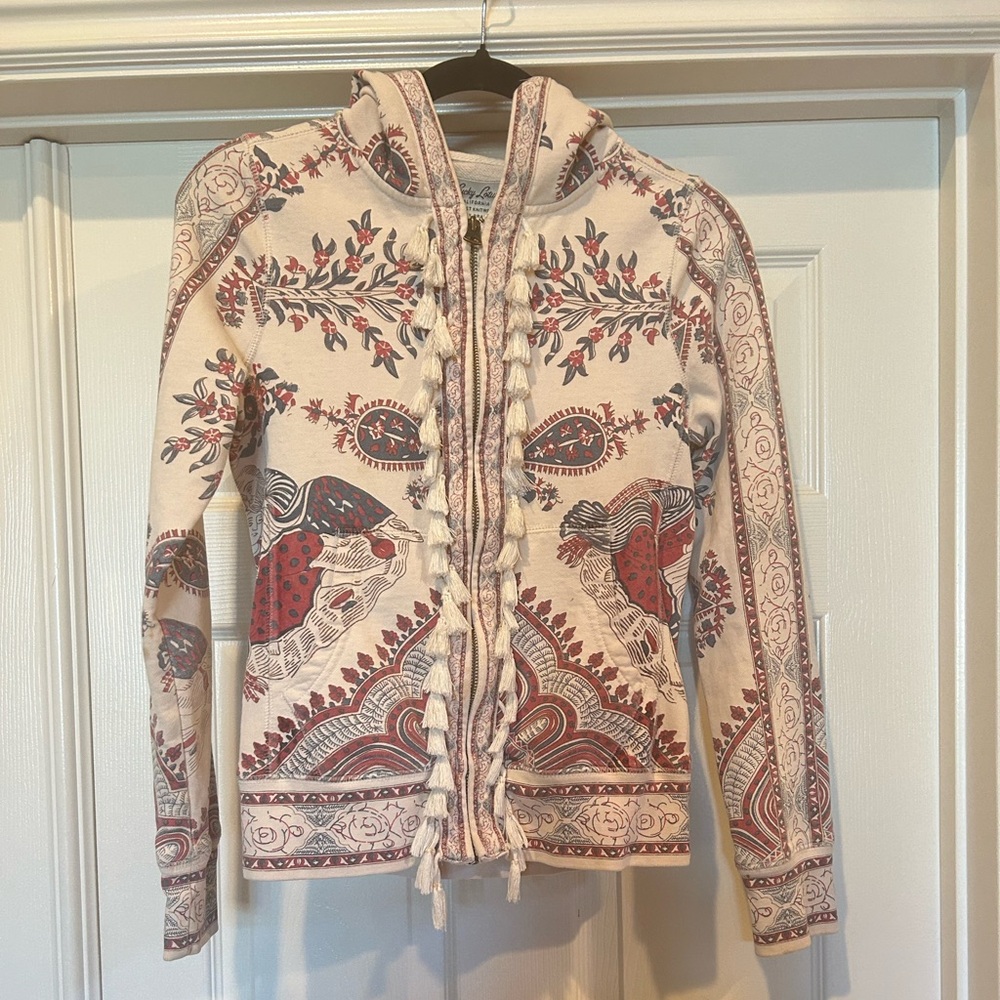 Lucky Brand Hoodie, size Small, GUC, cream color with tassels, Boho, Vintage